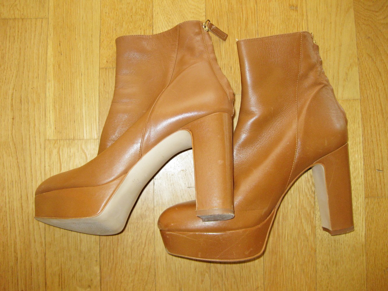 Zara Stiefeletten braun Plateau Leder 40