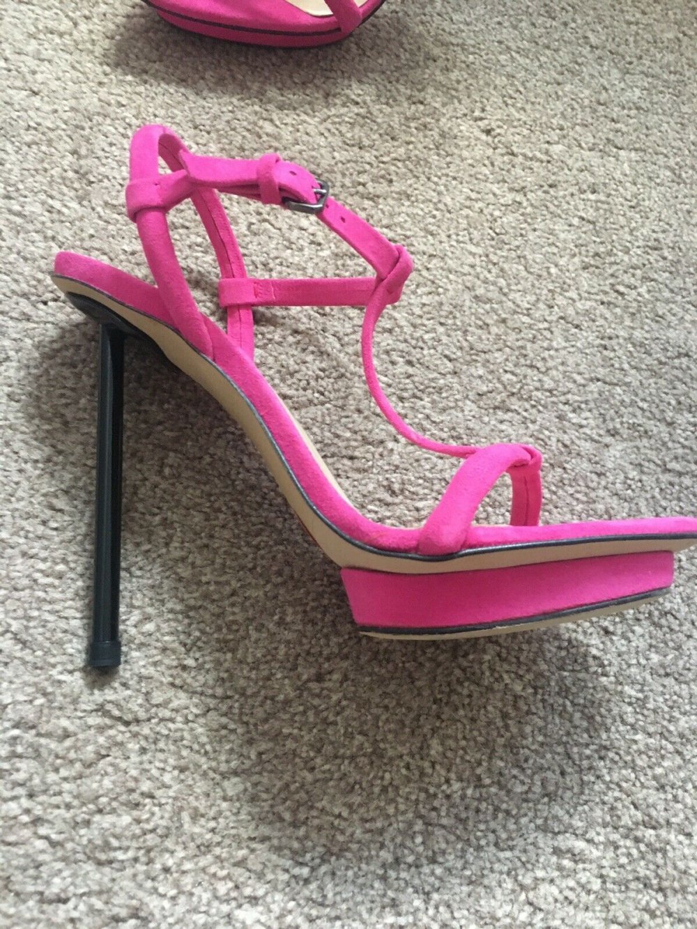 Zara High Heel Metallabsatz Stiletto Sandaletten pink 40