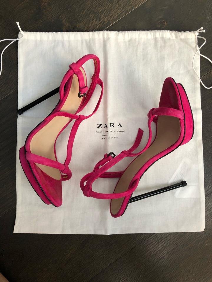 Zara High Heel Metallabsatz Stiletto Sandaletten pink 40