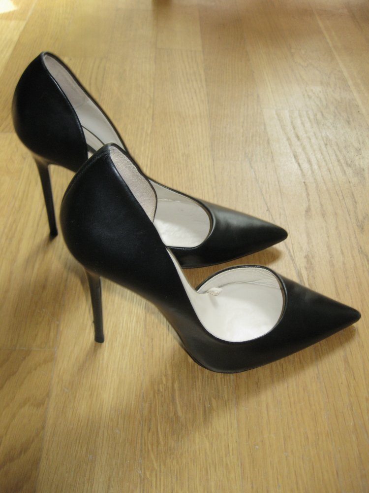 Zara High Heel schwarz Leder Cut Out D'Orsay Pumps 40
