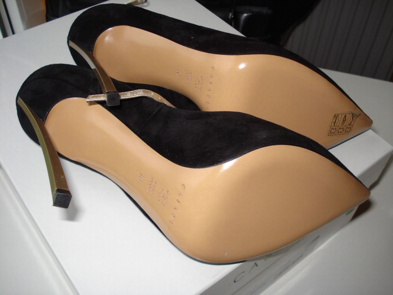 Casadei Blade High Heels schwarz Wildleder extrem Stiletto 40