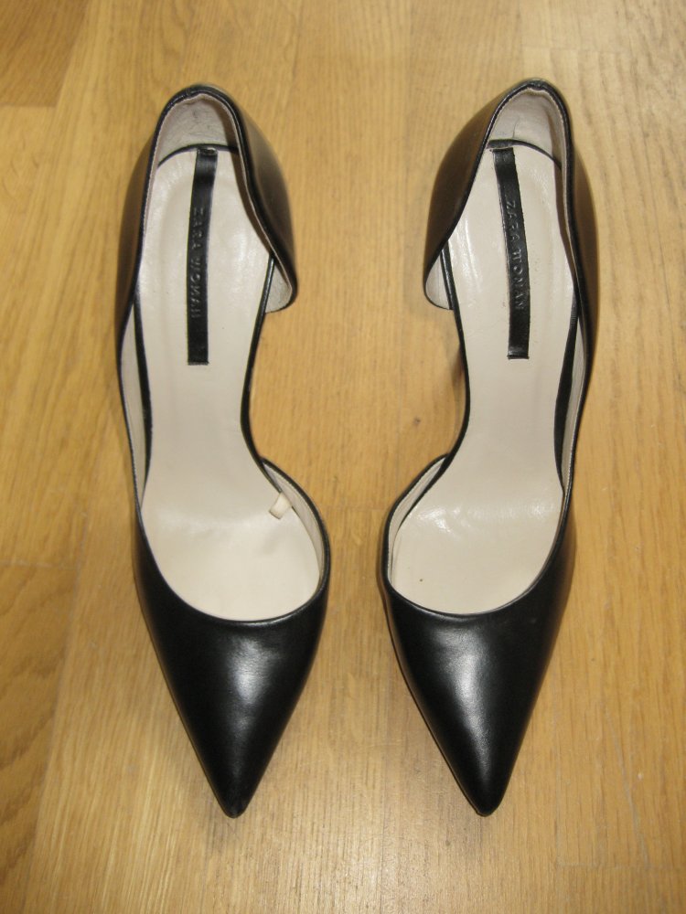 Zara High Heel schwarz Leder Cut Out D'Orsay Pumps 40