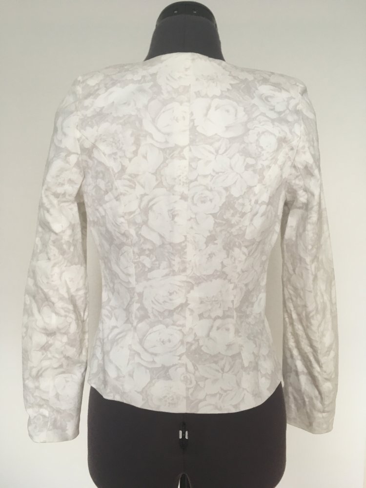 NEU - Alba Moda Blazer / elegante Jacke mit Rosenmuster, weiß grau, 98 % Baumwolle - Gr. S / 36
