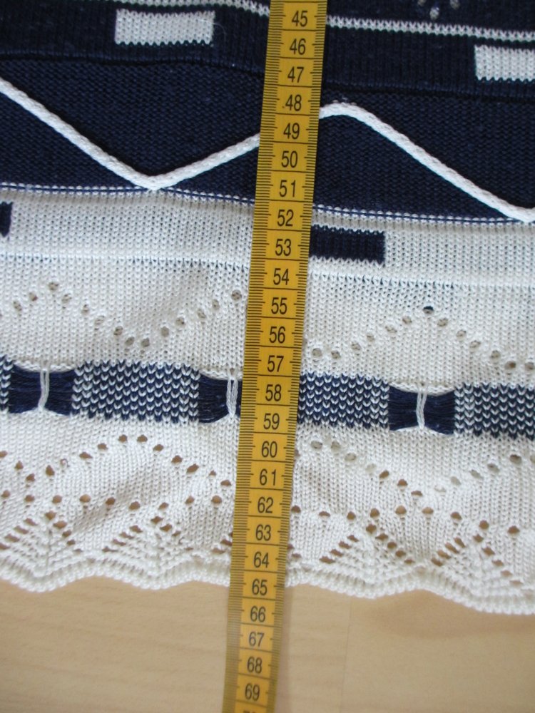 Vintage - Handmade Strickpullover, Blau Weiß - Gr. 40 / L