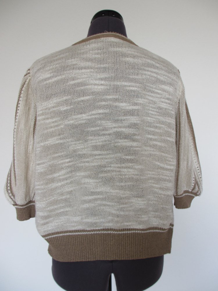 Vintage - Kurzjäckchen / Jacke aus Strick, beige braun - Gr. L / 40