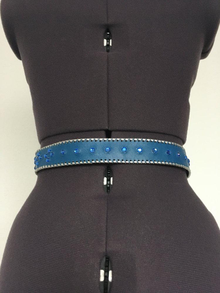 NEU - Gürtel mit Schmetterling und Blumen, blau silber und Glitzer