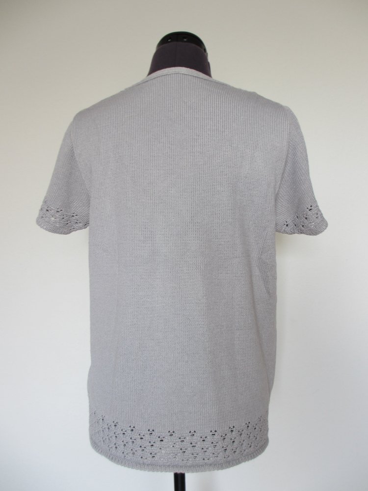Vintage - Strick Shirt / T-Shirt, grau - Gr. 40 / L
