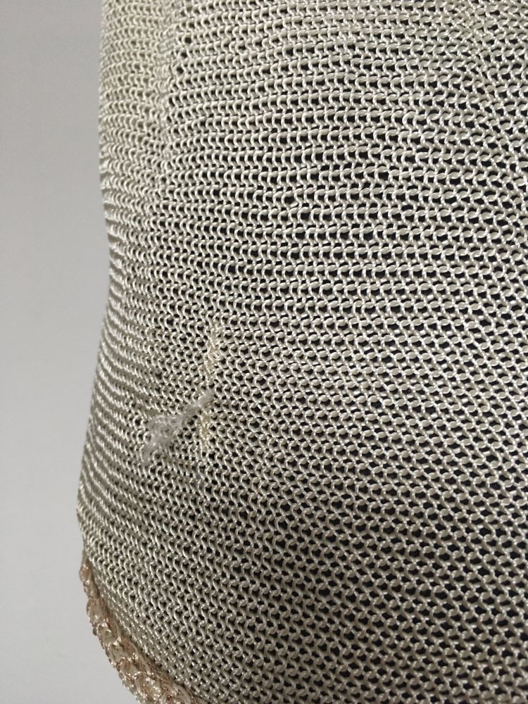 Vintage Top Strick / Trägerhemd mit Applikationen, Glitzer, beige - Gr. S / 36