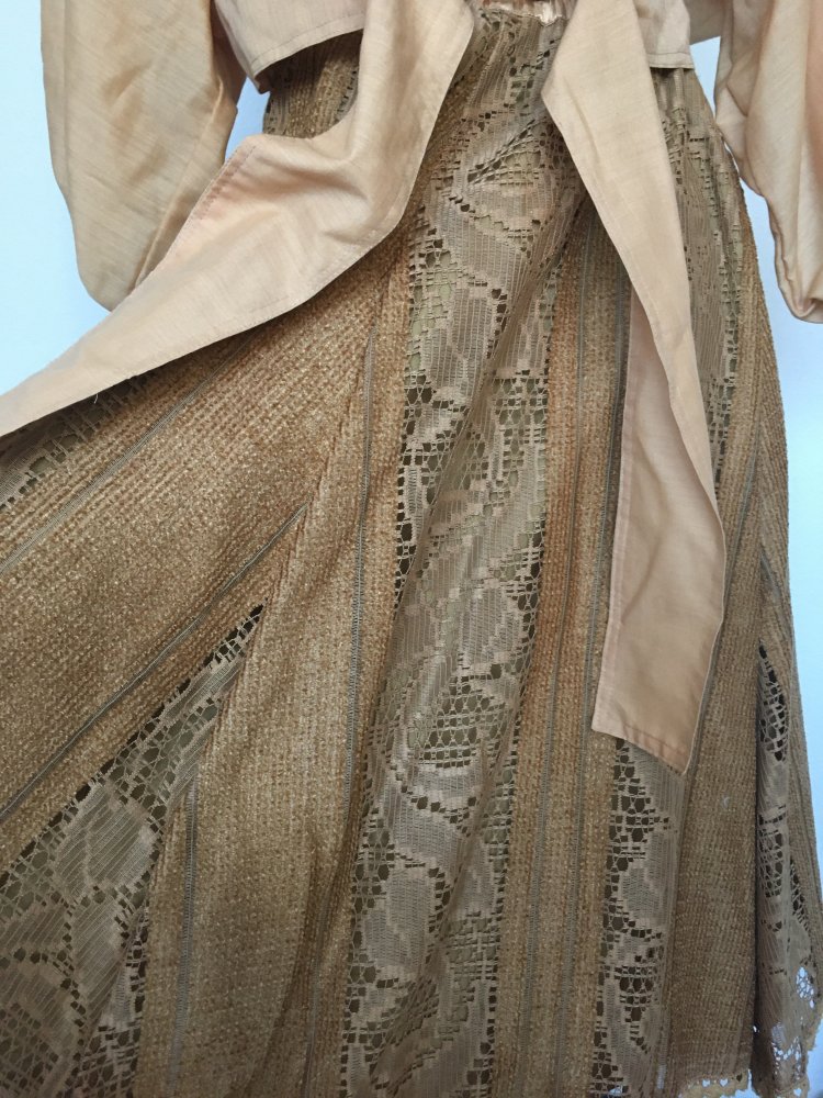 Vintage - Maxi Rock mit Gummibund, beige - Gr. XS / 34, S / 36