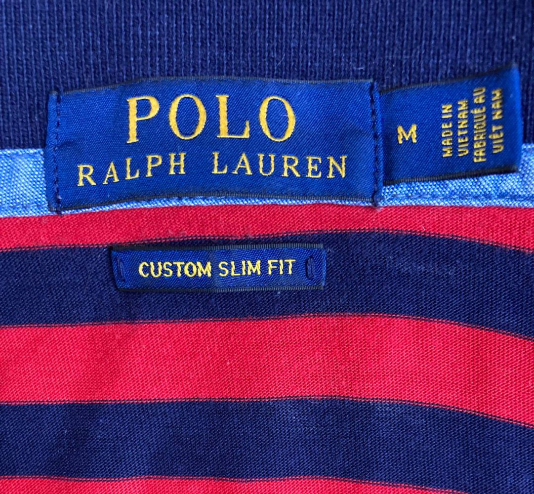 Polo Ralph Lauren Poloshirt – Größe M – Rot/Navy Gestreift