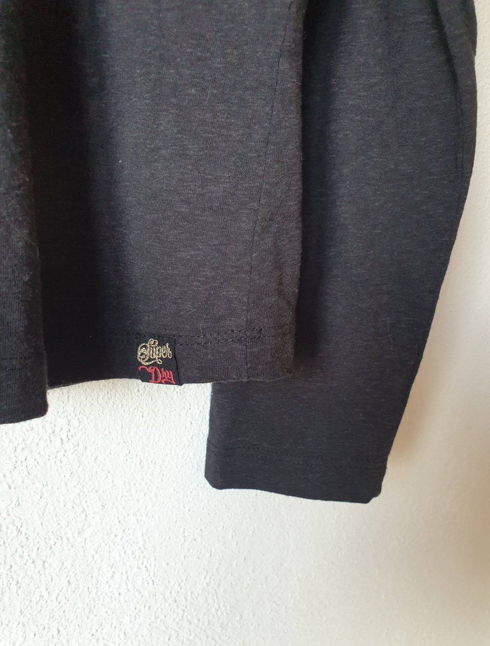 Grau dunkelgraues Super Dry Premium Lamgarmshirt mit Pailletten