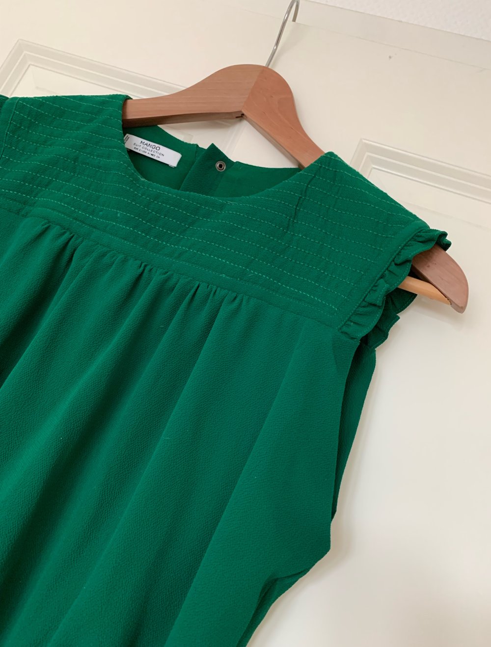 Mango Sommerkleid – Größe S – Grün– Knopfleiste & Bindegürtel