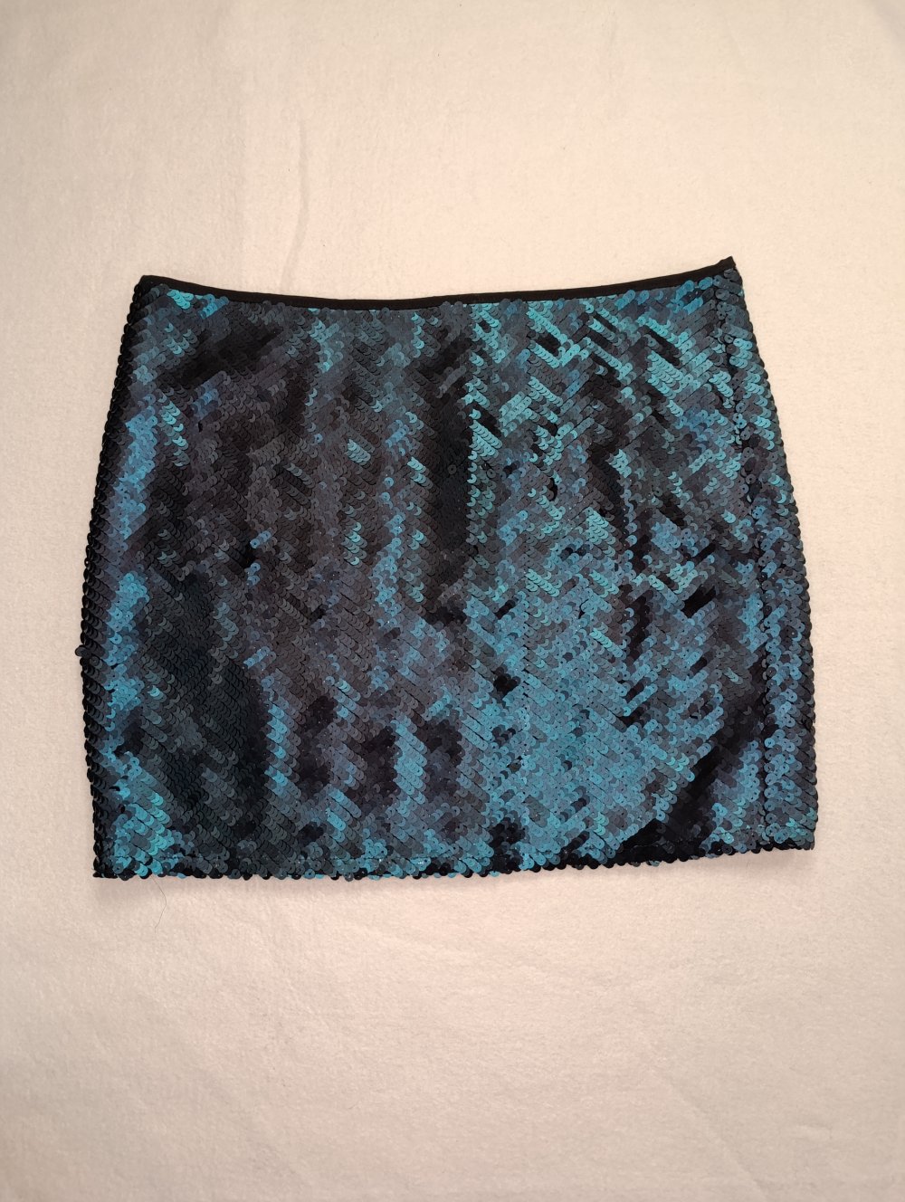 Wende-Pailletten Minirock Schwarz/Smaragdgrün – Gr. 38 (S/M)