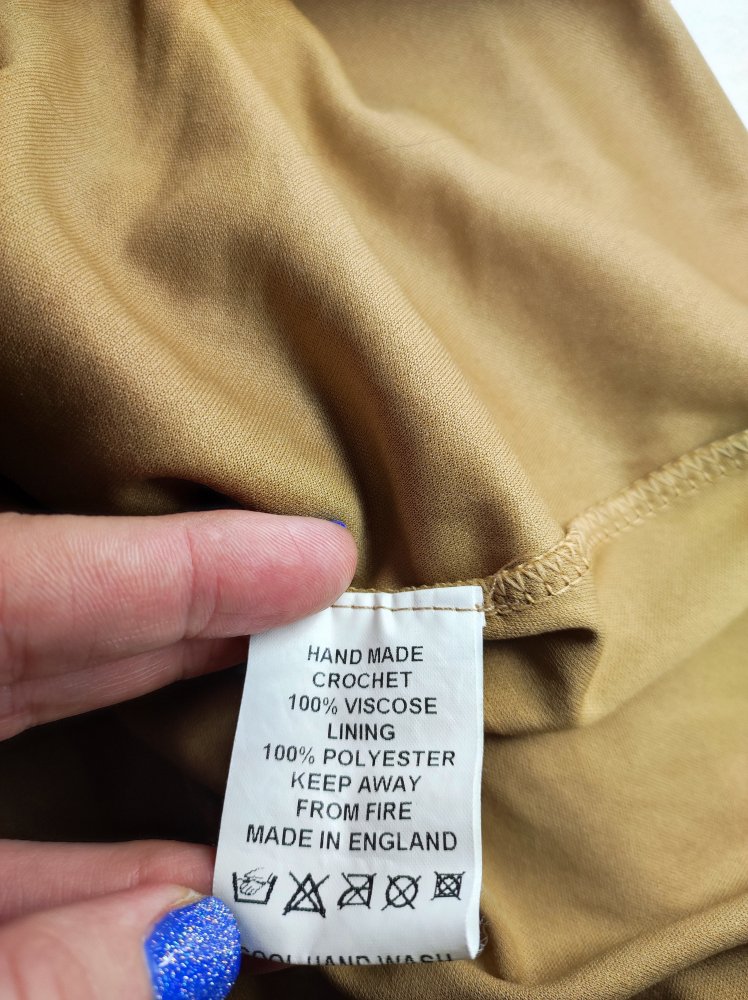 Handgehäkeltes Metallic-Minikleid / Trägerkleid – ONE SIZE