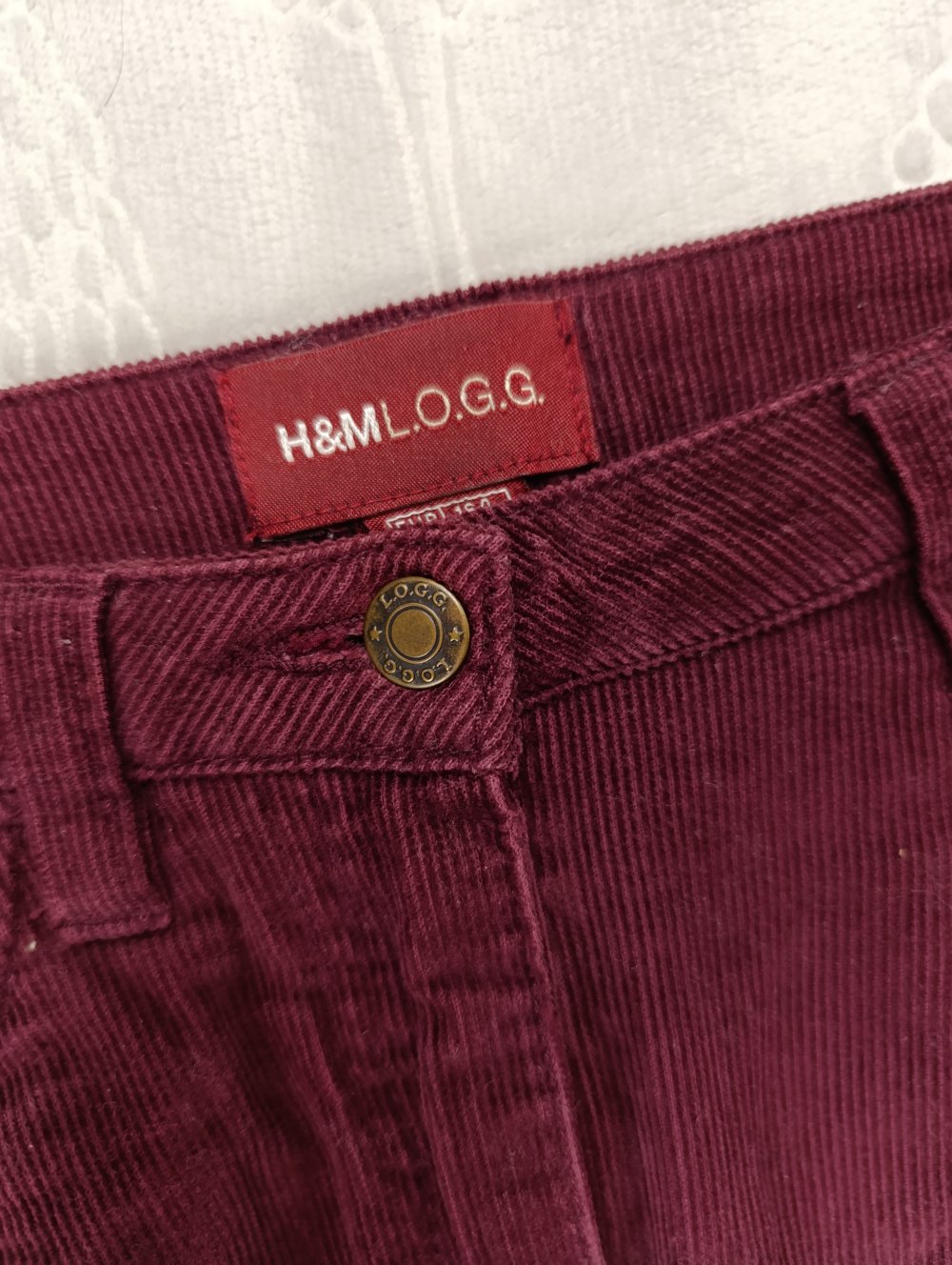 H&M L.O.G.G. Cordrock in Bordeaux Gr. 164 (13Y+) – 100% Baumwolle