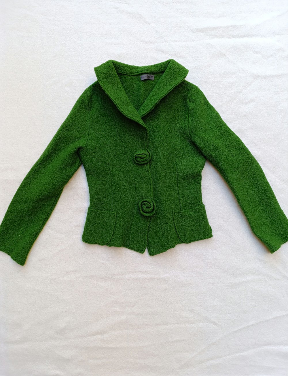 Grüner Vintage Woll-Jacket – 100 % Wolle