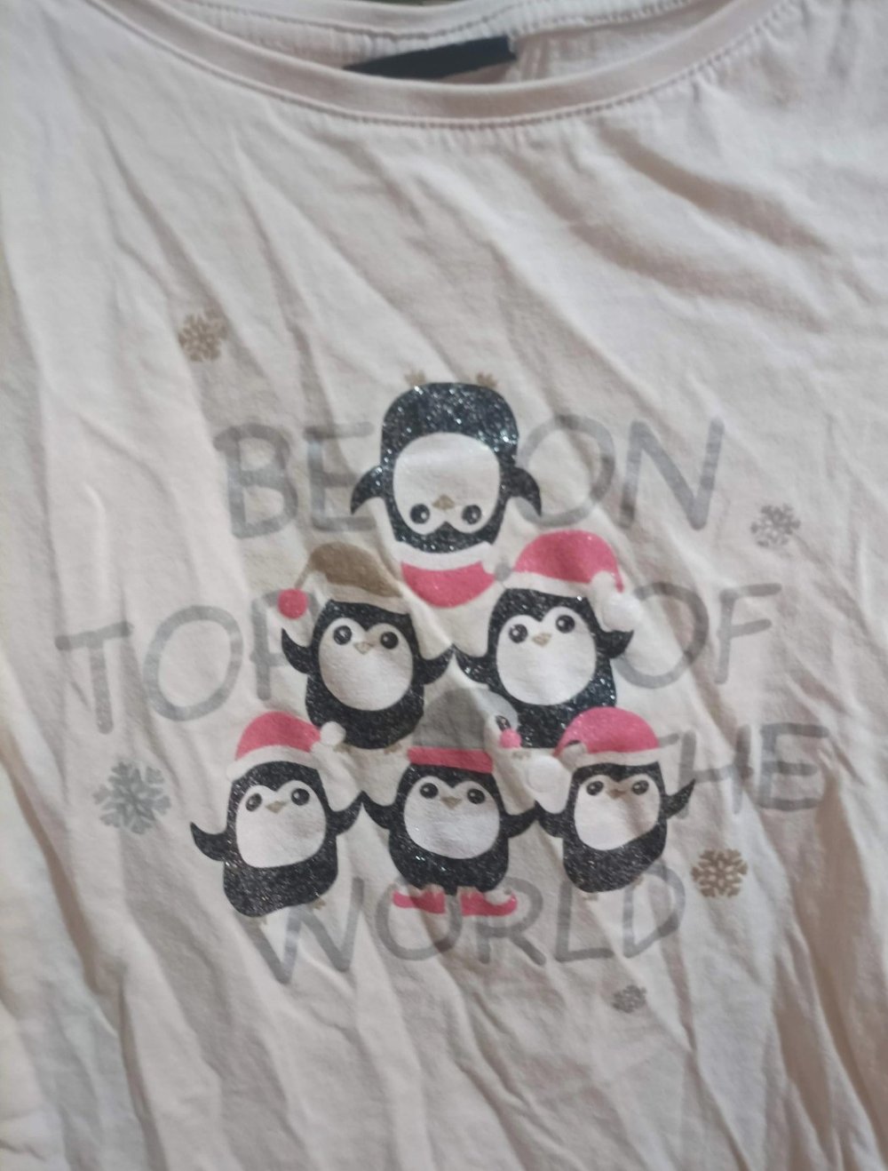 ** Page One Young Shirt Gr.134/140 Longsleeve Glitzer Pinguin **