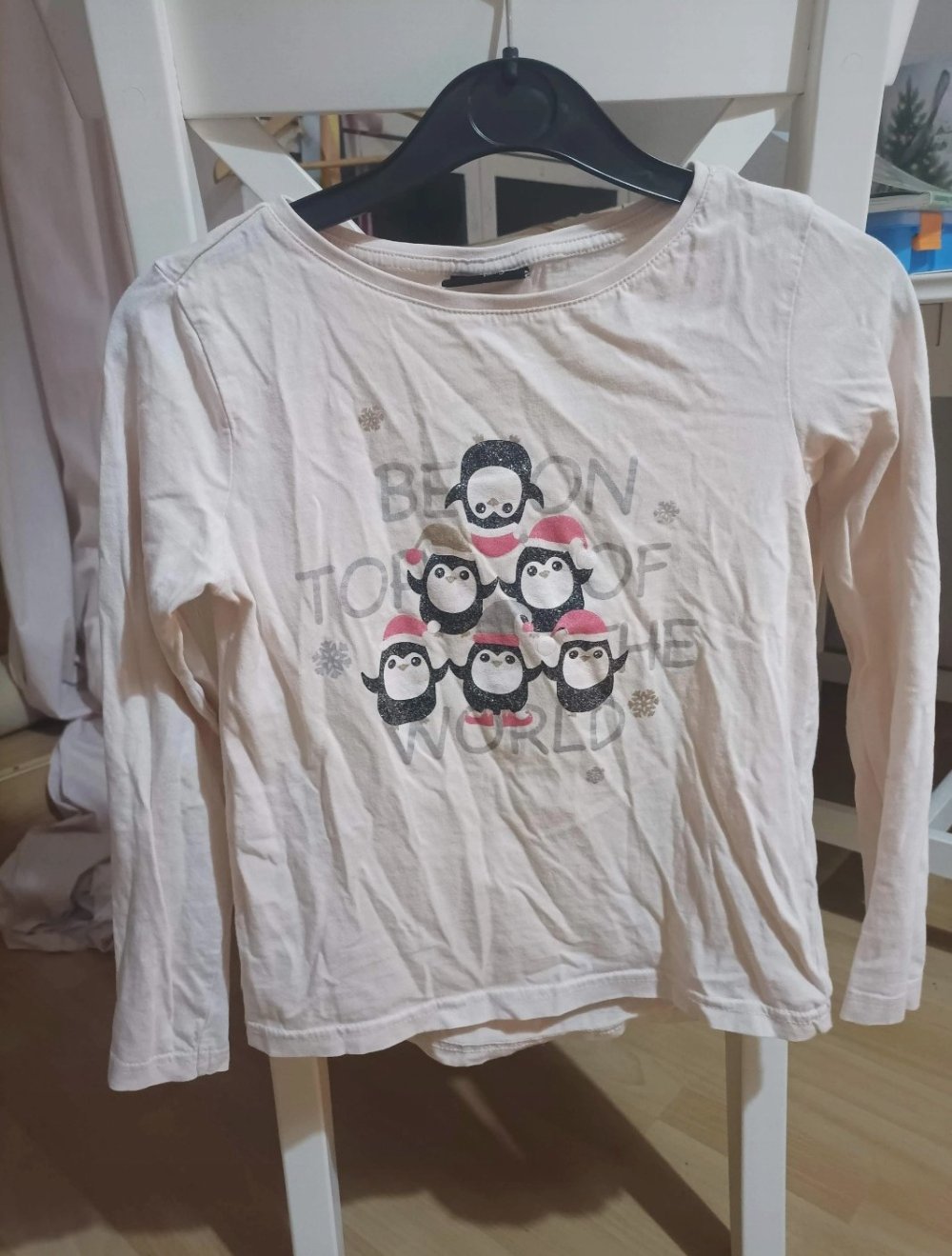 ** Page One Young Shirt Gr.134/140 Longsleeve Glitzer Pinguin **