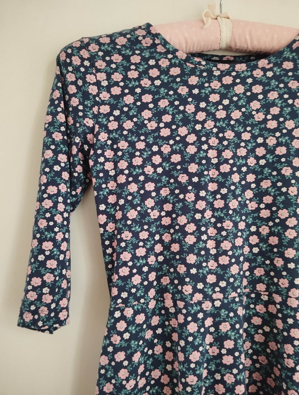 ** Bonprix Kleid Gr 152/158 Übergang 3/4 Ärmel geblümt blau **