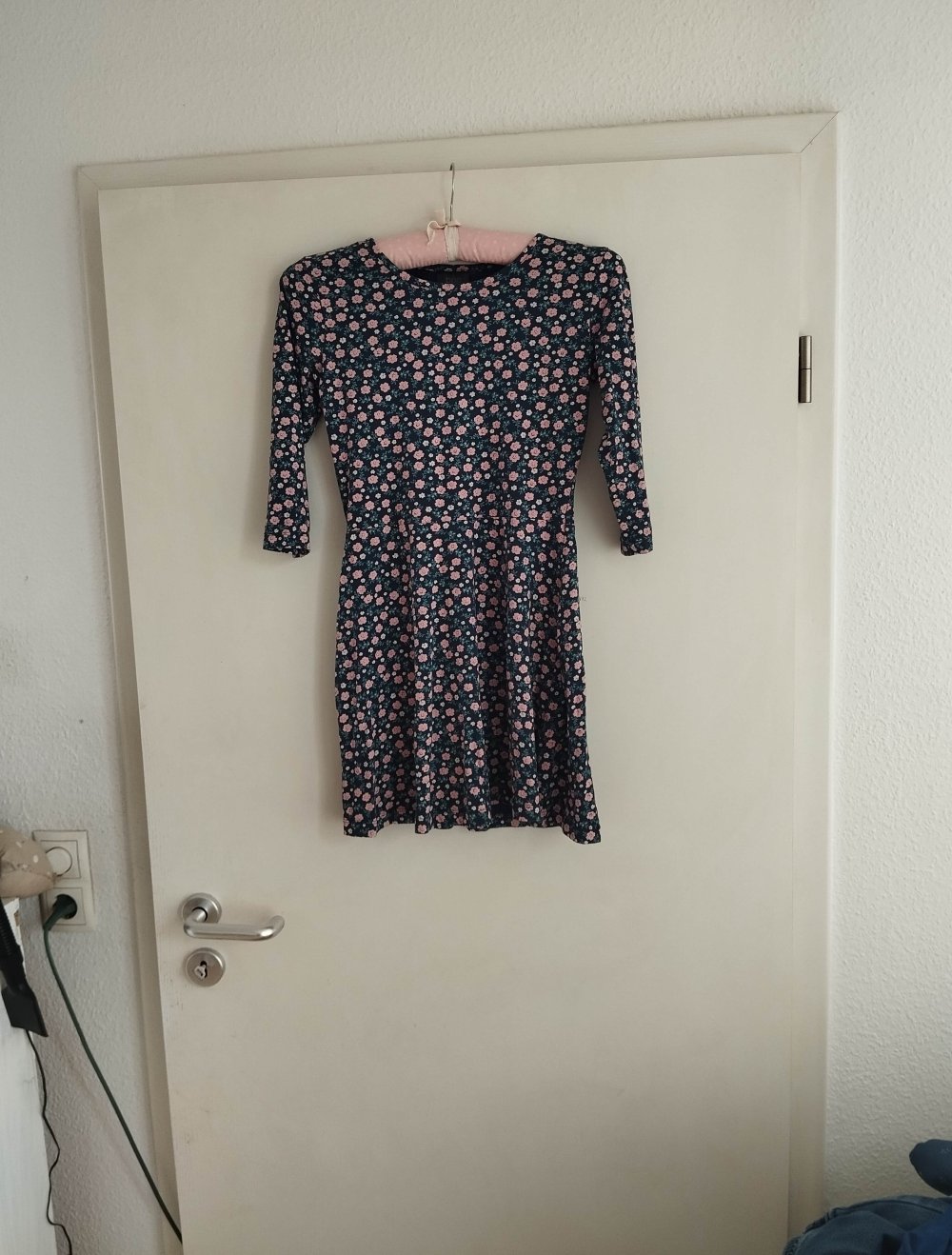 ** Bonprix Kleid Gr 152/158 Übergang 3/4 Ärmel geblümt blau **