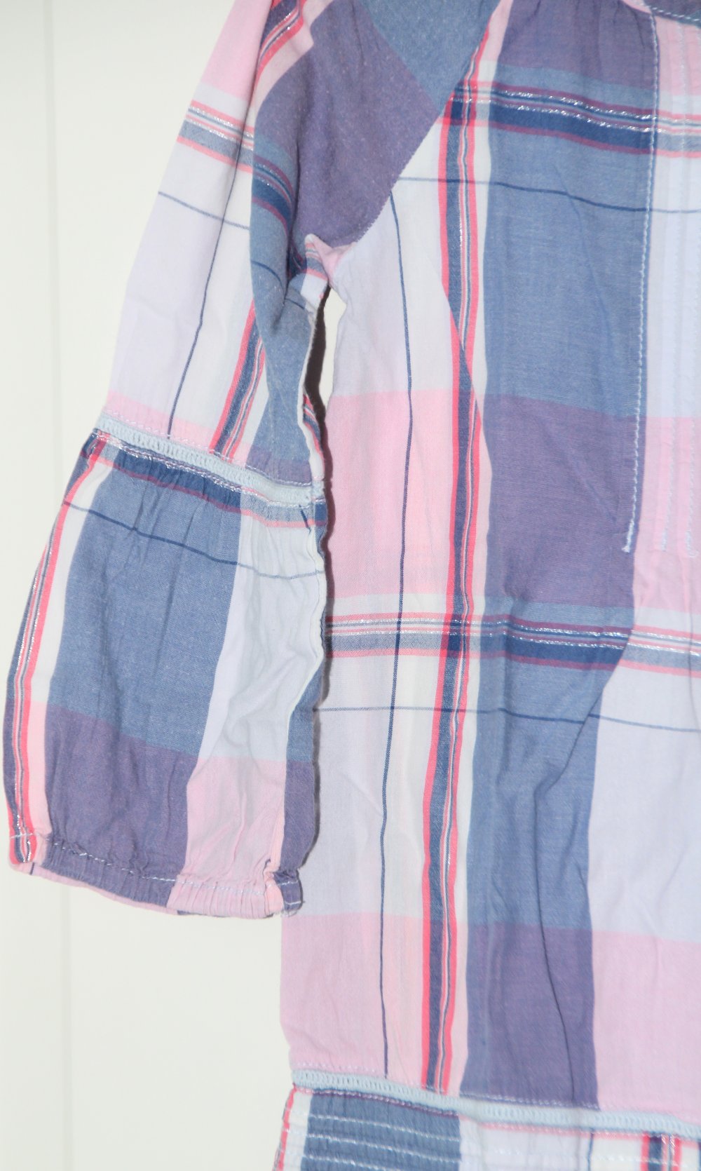 H&M Logg Tunika 128 134 Hängerchen Bluse blau rosa 3/4 Arm w Neu