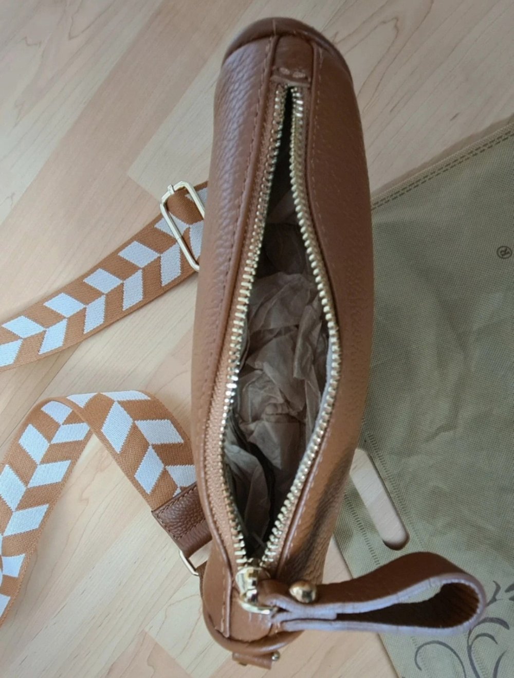 Modamoda Handtasche Braun echt Leder Neu