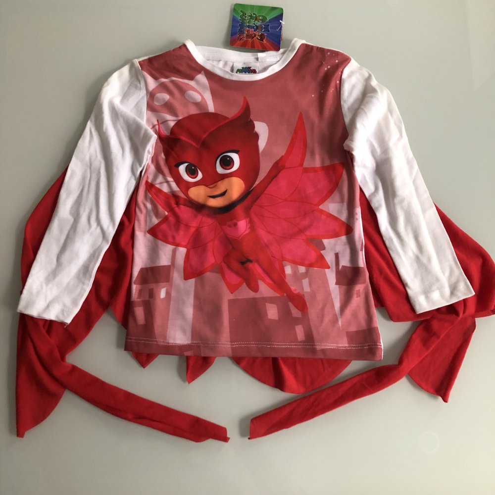 Jungen Bluse Kinder Pyjamahelden PJ Masks Fasching Verkleidung Langarm mit Klettverschluss Langarmshirt für Jungen 2-teilig Longsleeves Verkleidung Fasching Langärmelige Langarm Baumwolle, Gr. 98/104 