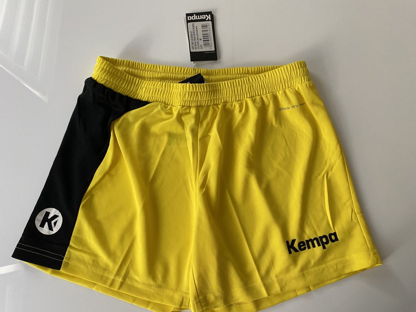 Kempa Peak Damen Handball Shorts 2face dry tech Gelb Schwarz Lime Yellow/black Gr. M, Marke: Kempa, neu mit Etikett.