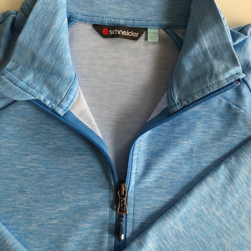 Mädchen Damen Woman Schneider Jacke Bluse Langarm Longsleeve Reißverschluss Blau Türkis Gr. 40, NEU, Marke: Schneider