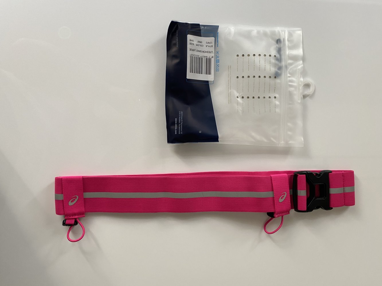 ASICS Liteshow Running Reflektor Gürtel Pink Silber neu mit Etikett