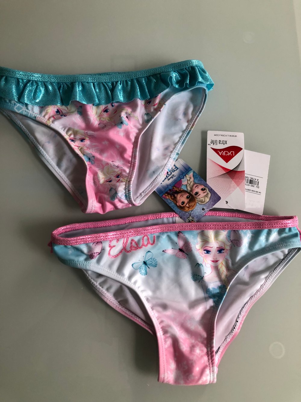 Elsa Anna Frozen Disney Eiskönigin Bikini Bademode Set 2-teilig 2 Stücks - 1 Preis Blau Rosa Gr. 92 neu 