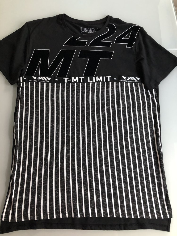 Herren T-Shirt Kurzarm Kurzarmshirt Sommer Schwaz Weiß Gestreift Schwarz Gr. M, Marke: C&A, Clock House. neu mit Etikett