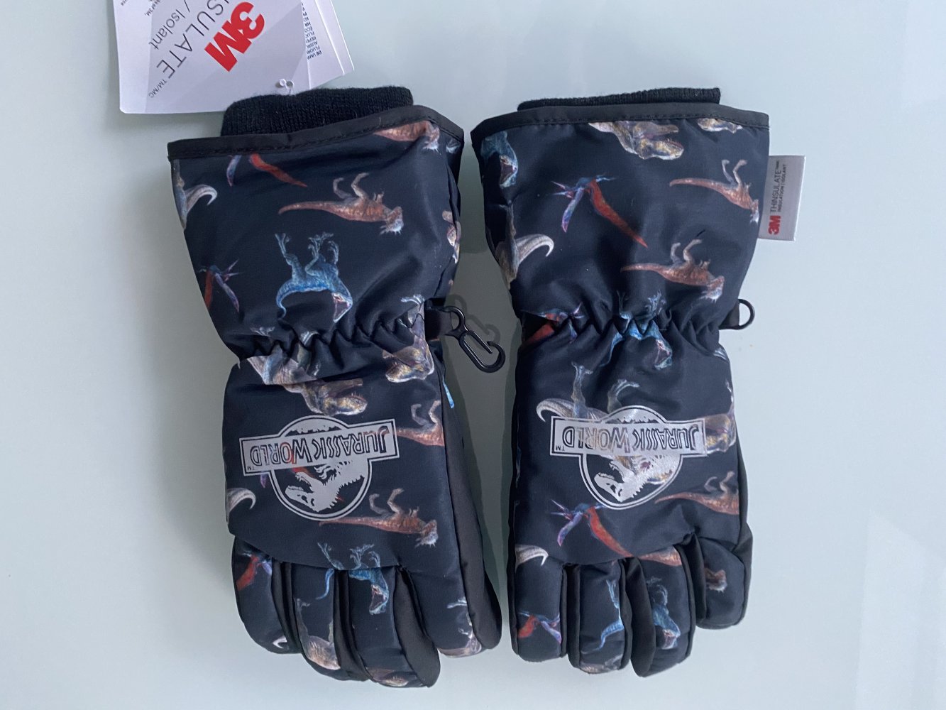 Jungen Wasserabweisende Skihandschuhe 3M Dino Dinosaurier Jurassic Park aus winddichtem und wasserabweisendem Funktionsmaterial mit Kappnähten, Reflektoren Gr. 158/170