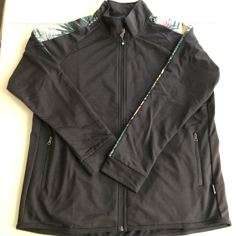 Mädchen Damen Woman Schneider Jacke Bluse Langarm Longsleeve Reißverschluss Schwarz Grün Muster Gr. 44, NEU, Marke: Schneider