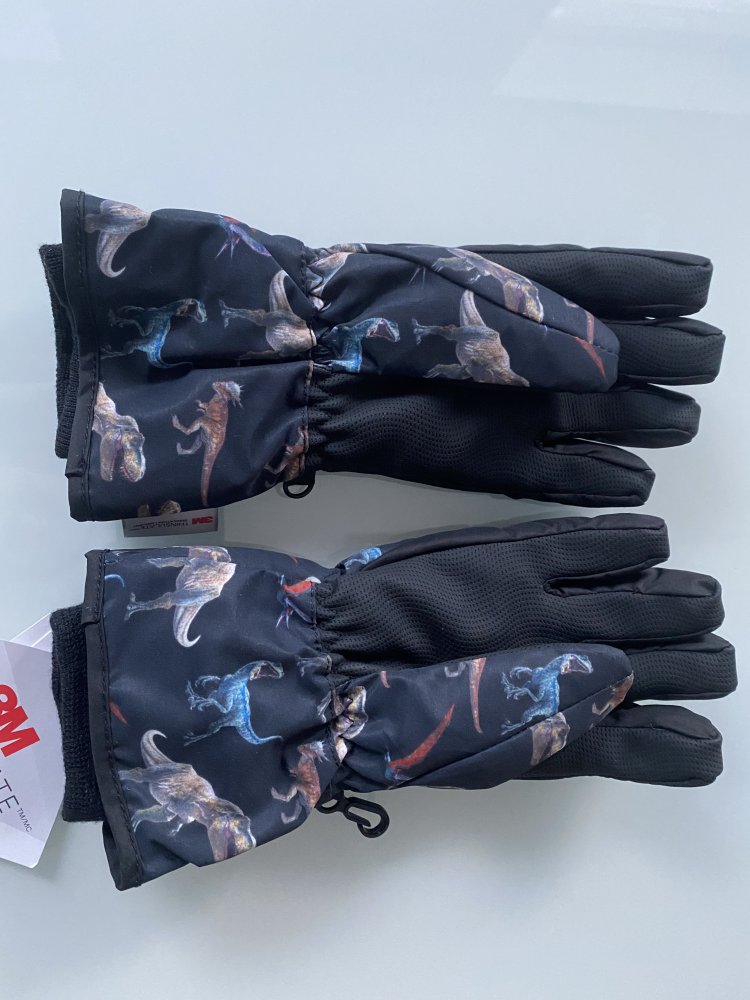 Jungen Wasserabweisende Skihandschuhe 3M Dino Dinosaurier Jurassic Park aus winddichtem und wasserabweisendem Funktionsmaterial mit Kappnähten, Reflektoren Gr. 158/170