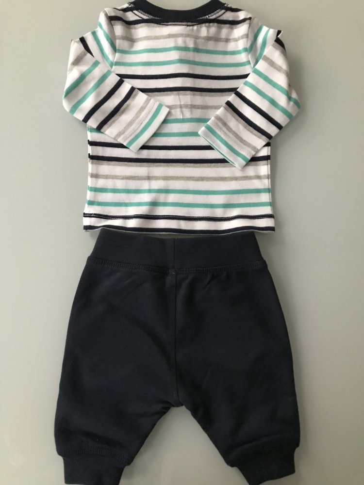 Baby Jungen Kinder Outfit Set 2-teilig Bluse Hose Bio-Baumwolle 100% Baumwolle Gr. 56 neu mit Etikett, Marke: C&A 
