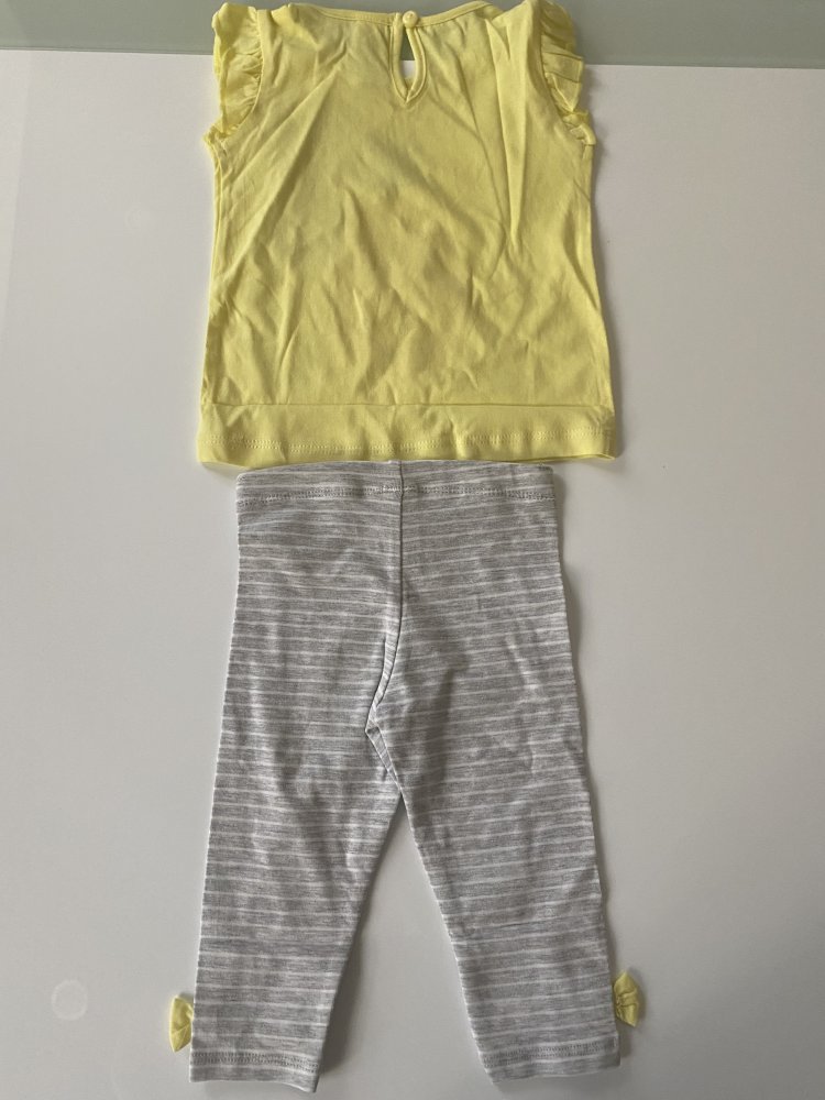 Baby Mädchen Kinder Outfit Set Ananas T-Shirt + Hose Leggings 2-teilig 2 Stks. Grau Gelb Gr. 74, Marke: Baby Club C&A