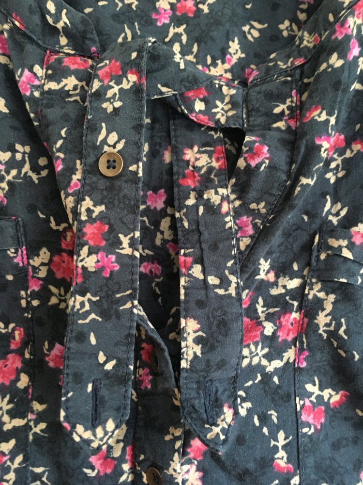 Tom Tailor Bluse Shirt Gr. 40 blau rosa geblümt