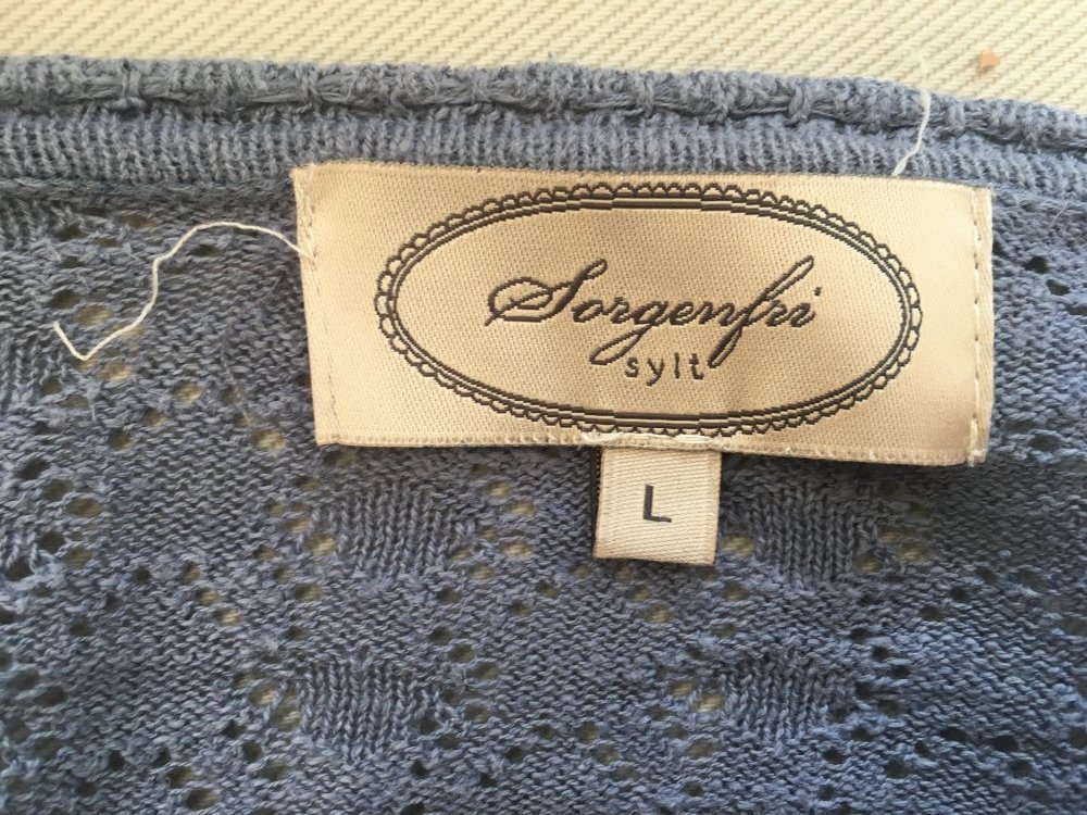 Sorgenfri Sylt Strickjacke Gr. L taubenblau, blau