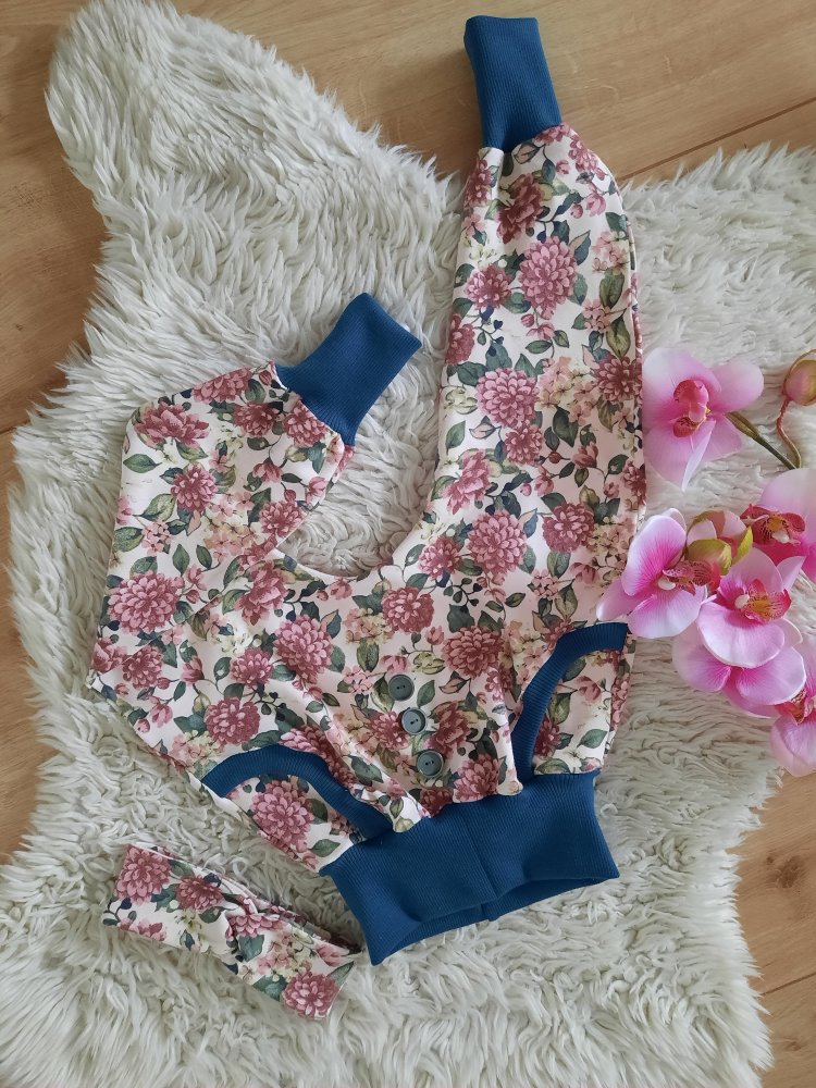 Neu handmade Mädchen Pumphose Blütentraum & Bandeau Stirnband 98/104