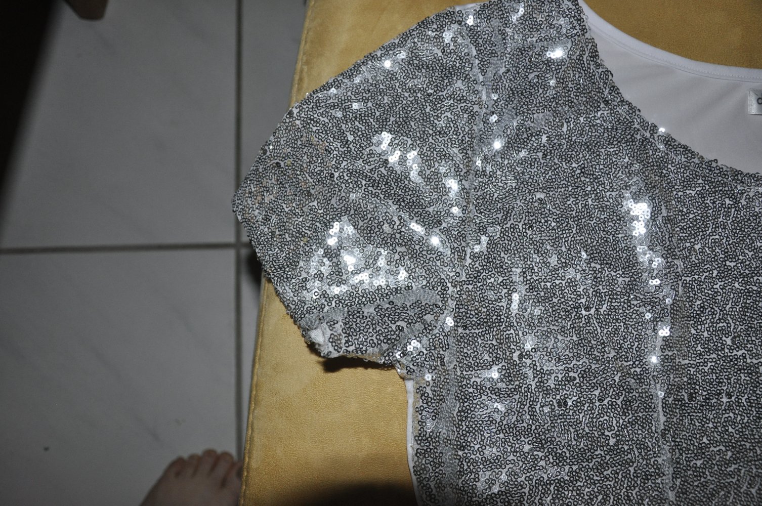 Sommerliches Pailletten T-shirt, Silber, Glänzend!