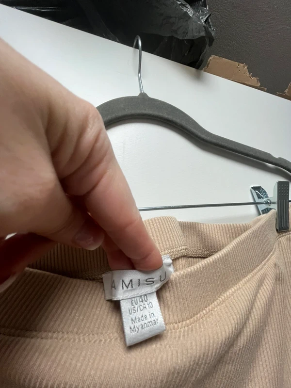 Beiger Rock in Wickel-Optik – Gerippt – Gr. 40