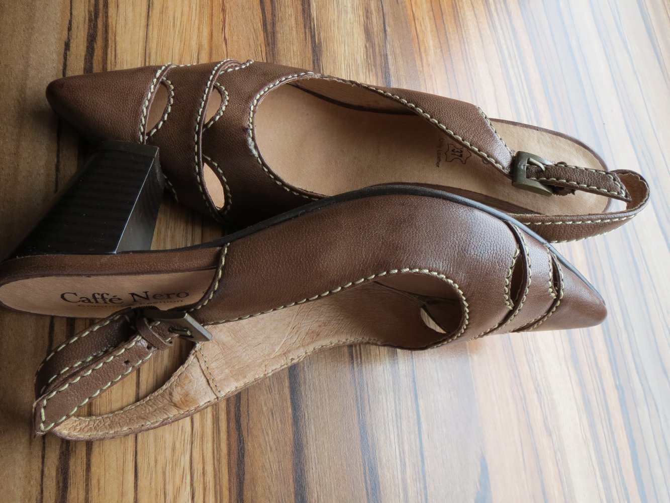 Klassische Slingpumps, Gr.37, braun