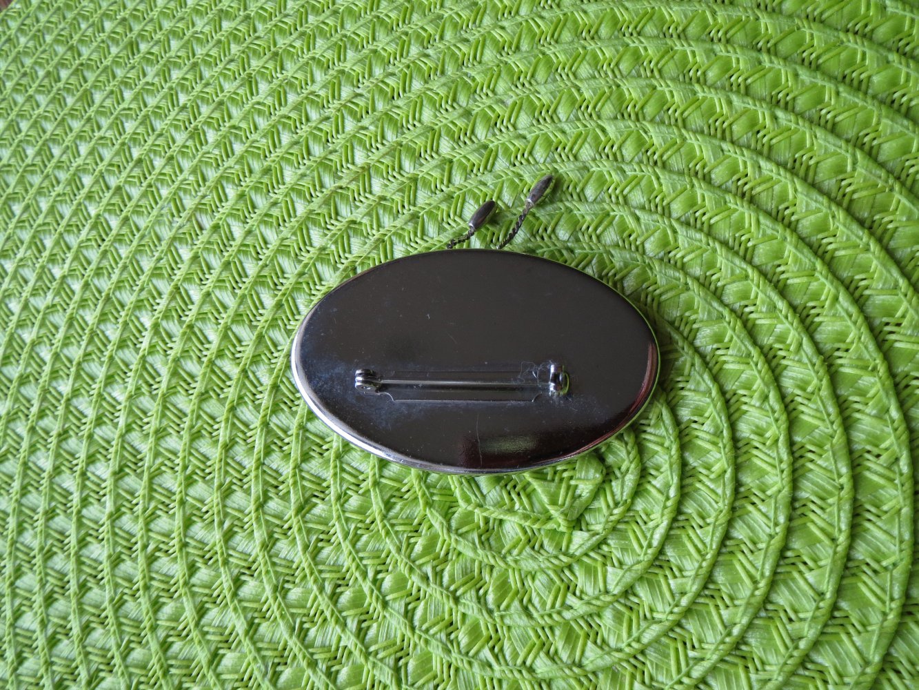 Brosche, Vintage, oval, grau