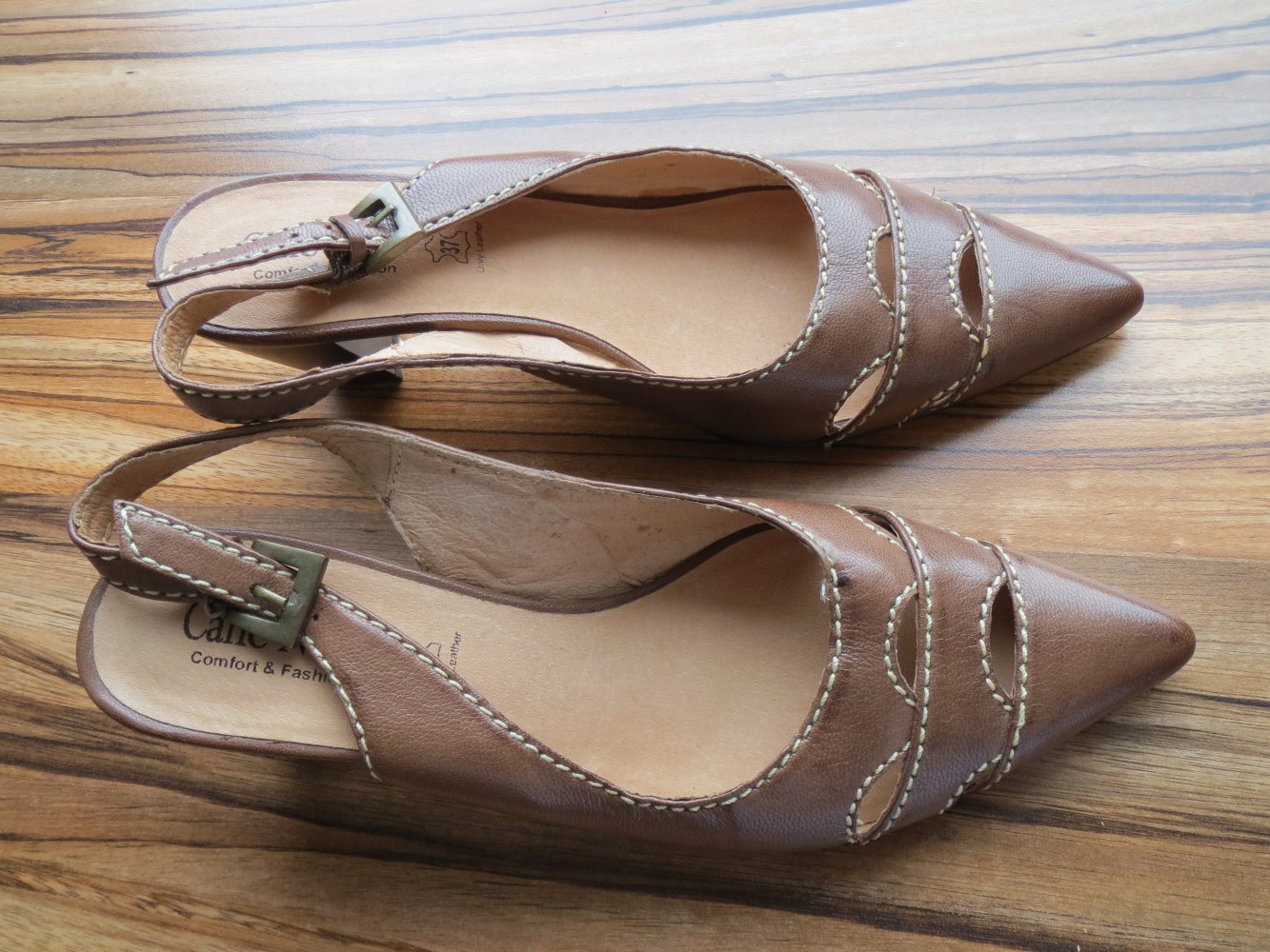 Klassische Slingpumps, Gr.37, braun