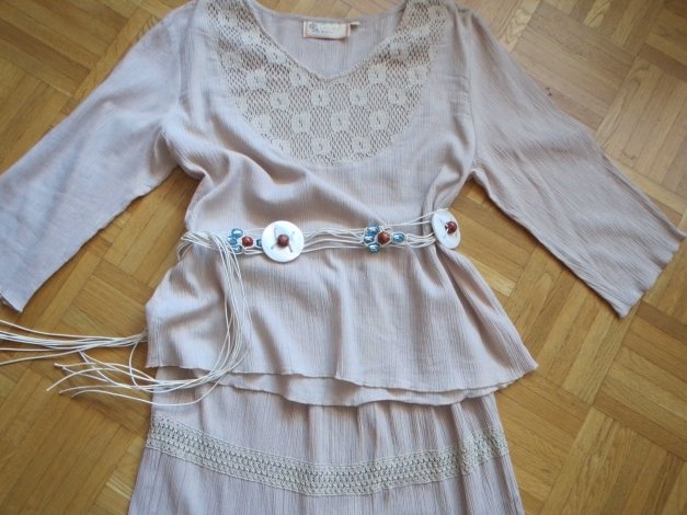 2-Teiler, Rock und Oberteil, beige, Gr.40/42