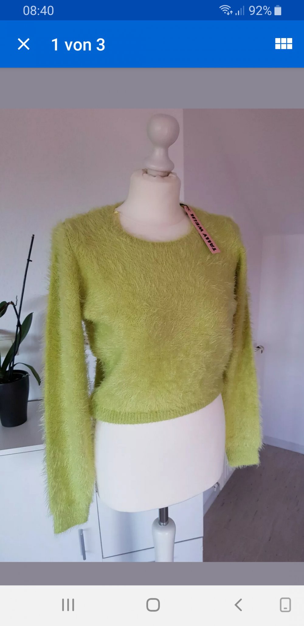 Crop Pullover fauschlig grün M neu tally weijl 