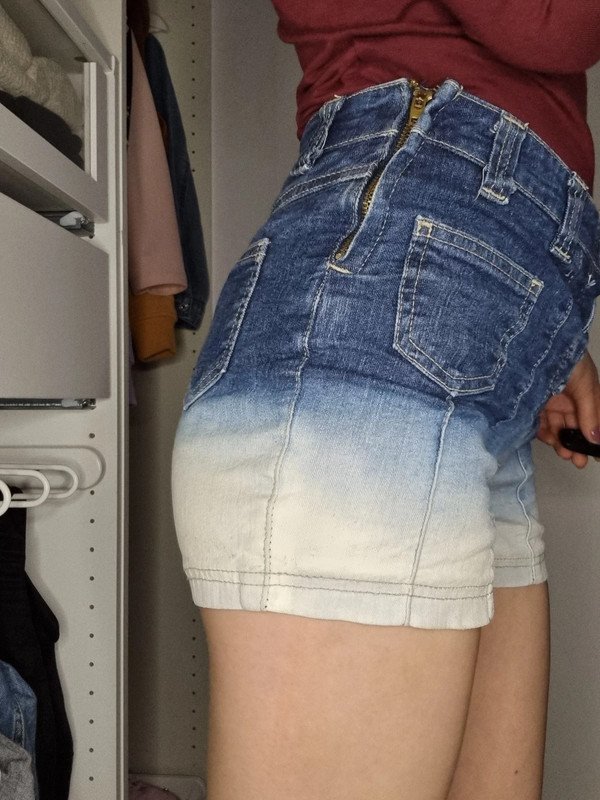 Ombre Dip Dye Farbverlauf High Waist Hotpants Jeansshorts Shorts