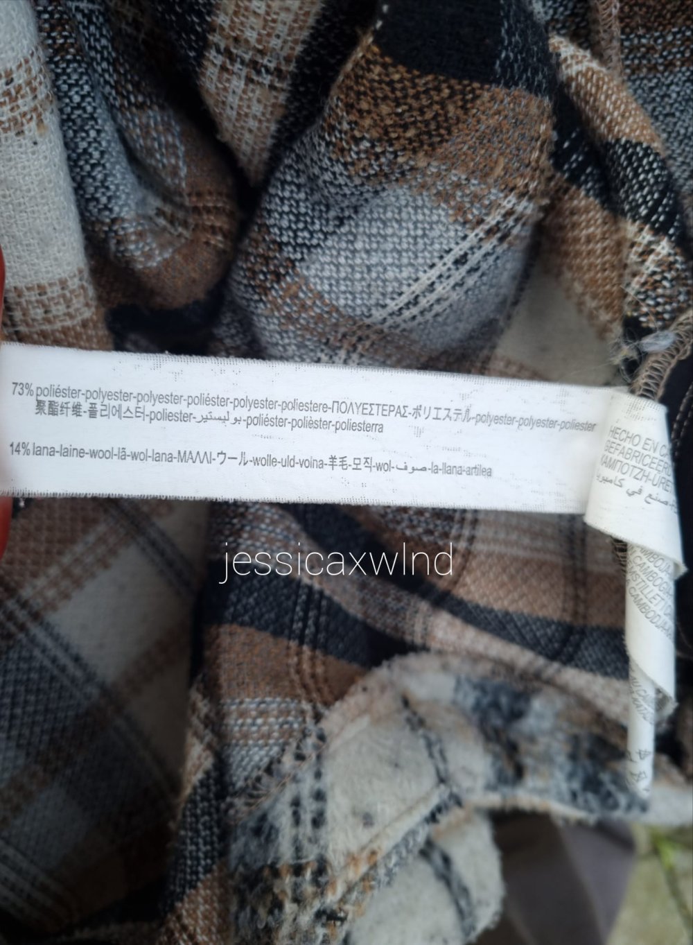 Bershka Hemdjacke Camel Schwarz kariert