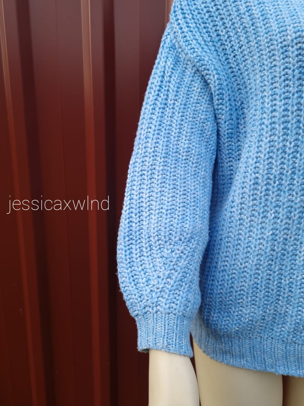 Strickpullover Balloonärmel Oversize Hellblau